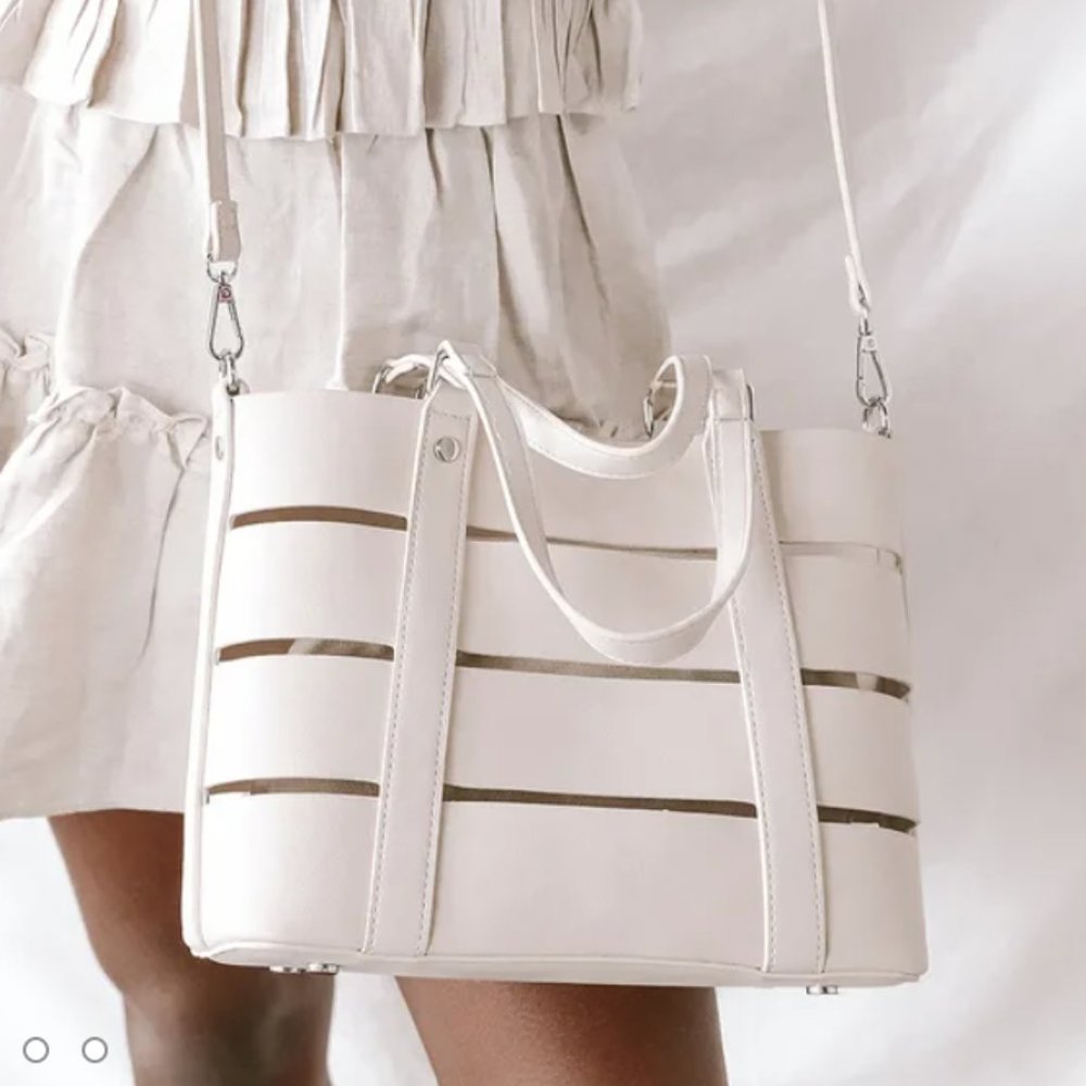 Lulu's Trend of the Times Off White Woven Tote Bag